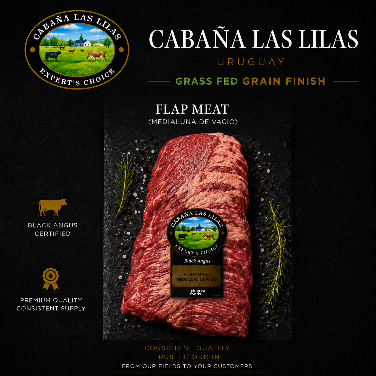 FLAP MEAT (Media Luna) - Cabaña las Lilas Angus Certified Uruguay - Price $13.99 / LB